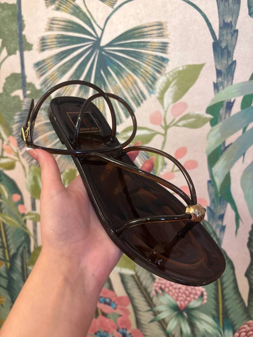 NEW DOLCE VITA women's kenley vinyl sandals in chocolate jelly